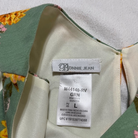 BONNIE JEAN Girl's Large Green Floral Sleeveless  Knit Romper NEW NWT - Picture 2 of 8